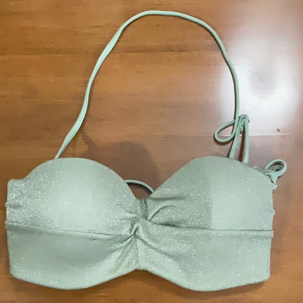 ZAFUL Underwire Push Up Glitter Bandeau Bikini Top